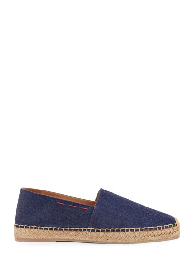 Kiton Denim Espadrillas With Lateral Stitching In Blue