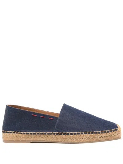 Kiton Denim Espadrillas With Lateral Stitching In Blue