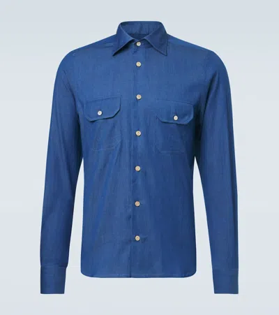 Kiton Denim Shirt In Blue