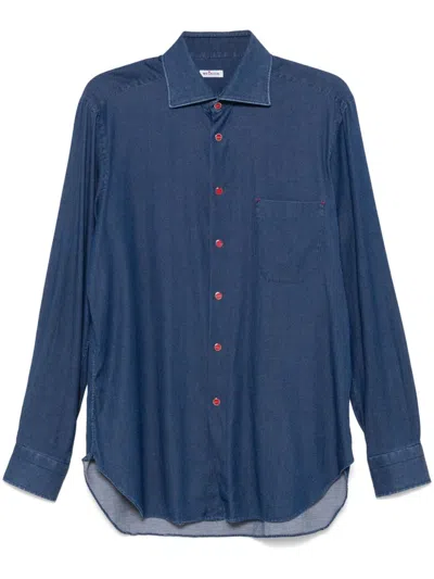 Kiton Denim Shirt In Blue