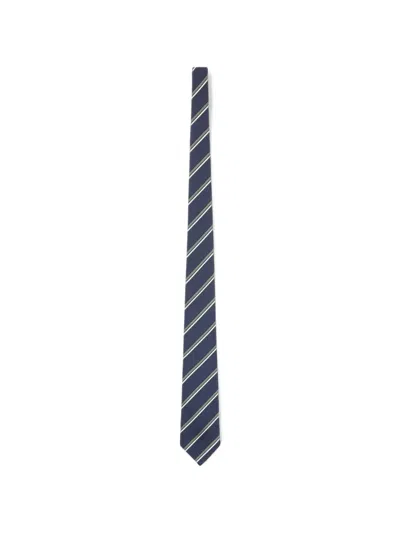 Kiton Diagonal-stripe Silk Tie In Blue