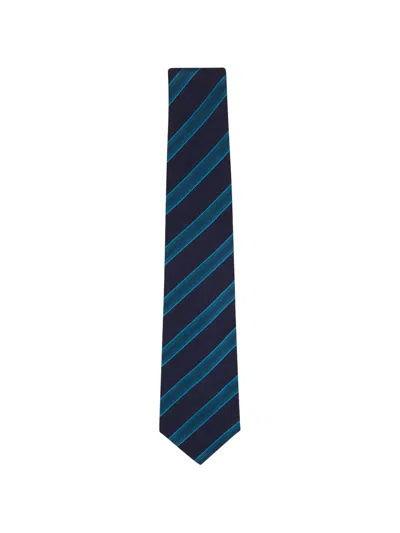 Kiton Diagonal-stripe Silk Tie In Blue