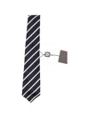 Kiton Diagonal-stripe Silk Tie In Black