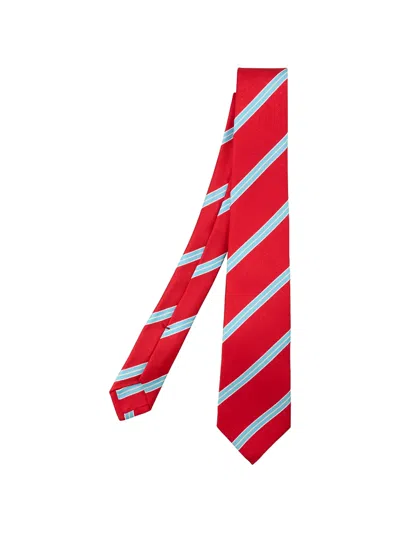 Kiton Diagonal-stripe Silk Tie In Red