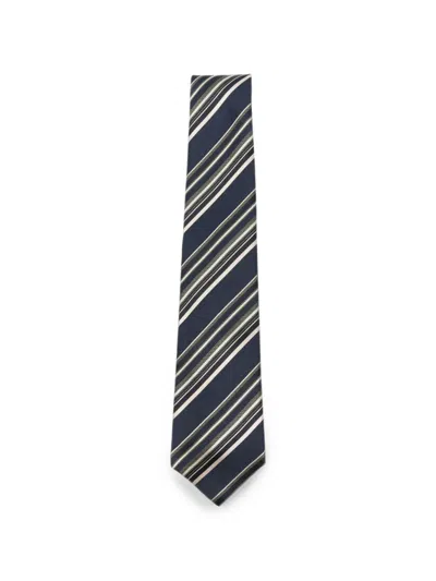 Kiton Diagonal-stripe Tie In Blue