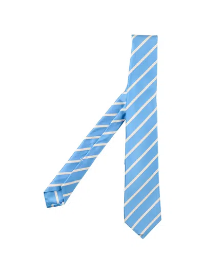 Kiton Diagonal-stripe Tie In Blue