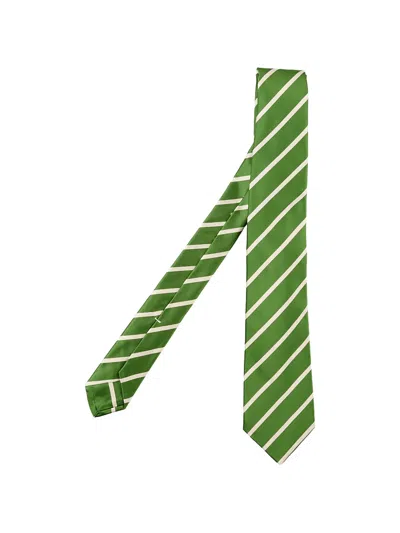 Kiton Diagonal-stripe Tie In Green