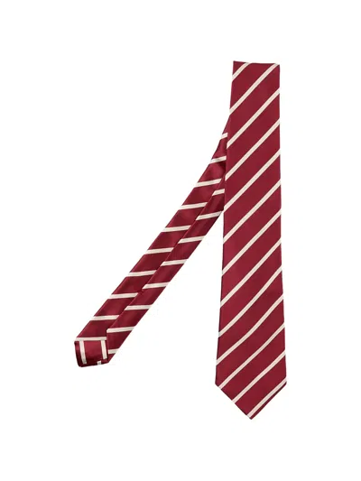 Kiton Diagonal-stripe Tie In Red