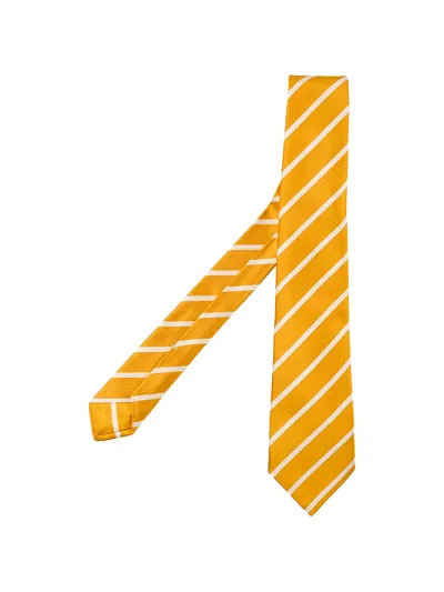 Kiton Diagonal-stripe Tie In Yellow