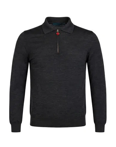 Kiton Diamante Blue Man Sweater Charcoal Size 38 Wool In Black