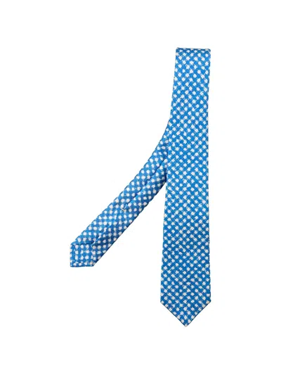 Kiton Diamond-pattern Tie In Blue