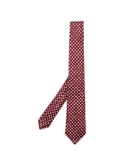 Kiton Diamond-patterned Tie In Red
