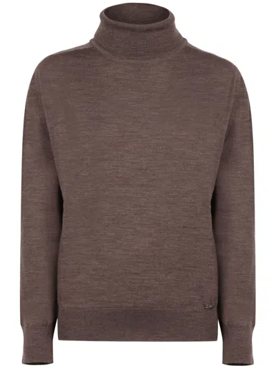 Kiton Dolcevita Wool Jumper In Brown