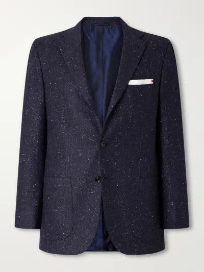 Kiton Donegal Cashmere-grain De Poudre Blazer In Blue