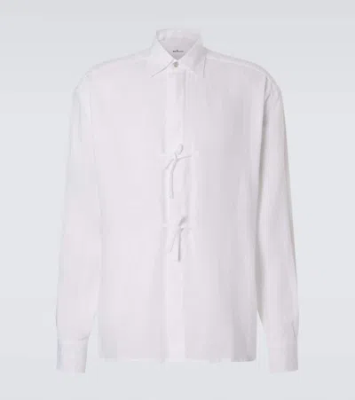 Kiton Dorian Bow-detail Linen Shirt In White