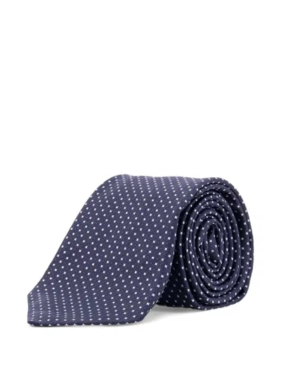 Kiton Dot-pattern Tie In Blue