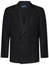 Kiton Peak-lapel Geometric-pattern Blazer In Black