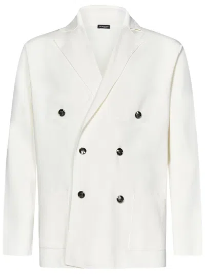 Kiton Double-breasted Blazer With Peak Lapels In White