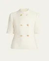 Kiton Double-breasted Cashmere Jacket In Cream