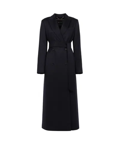 Kiton Double-breasted Coat In Black
