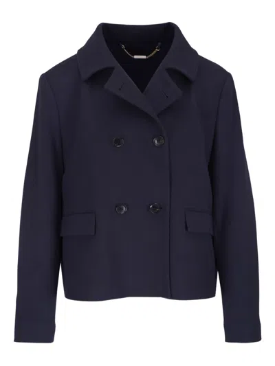 Kiton Double-breasted Cropped Jacket In Blue
