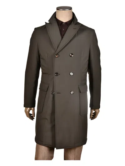 Kiton Double-breasted Patch-pocket Trench Coat In Blue