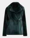 Kiton Double-breasted Sheep Shearling Coat In Green