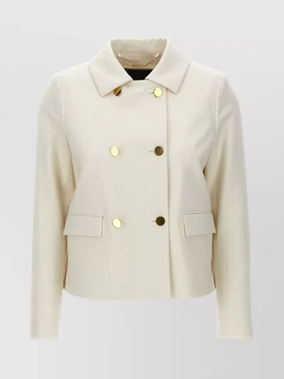 Kiton Double-breasted Short Jacket Collar In White