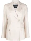 Kiton Double-breasted Jacket With Notch Lapels And Back Vent In Neutrals