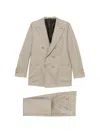 Kiton Double-breasted Suit In Neutral
