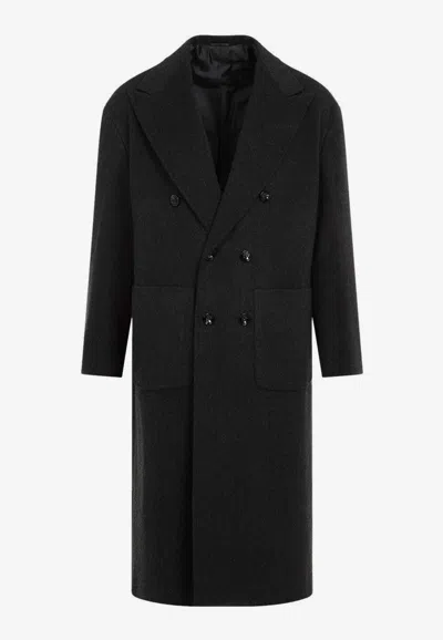 KITON DOUBLE-BREASTED WOOL COAT