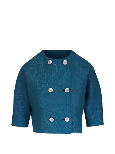 Kiton Double-breasted Jacket In Blue
