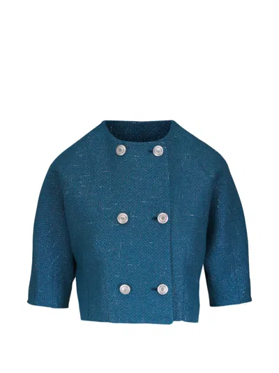 Kiton Double-breasted Jacket In Blue