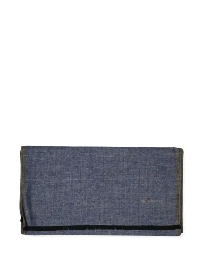 Kiton Double-face Frayed Scarf In Blue