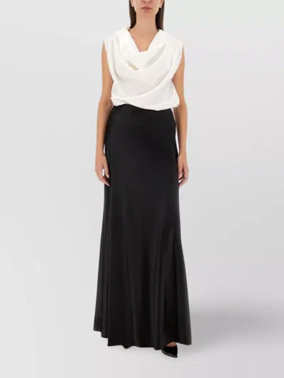 KITON DRAPED COLLAR SLEEVELESS SATIN TOP