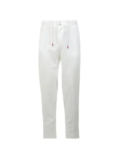 Kiton Drawstring Elasticated-waistband Trousers In White