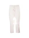Kiton Tailored Linen Drawstring Trousers In White