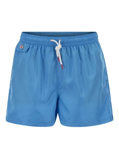 Kiton Drawstring-waist Swim Shorts In Blue