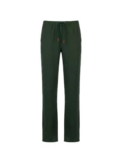 Kiton Drawstring Straight-leg Trousers In Green