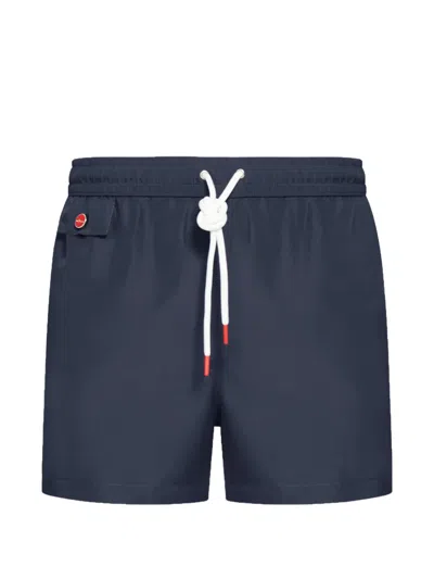 Kiton Drawstring Swim Shorts In Blue