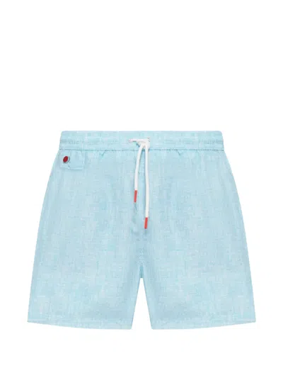 Kiton Swimsuit In Lightweight Technical Fabric In Blue