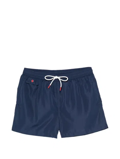 Kiton Short Swimsuit In Lightweight Technical Fabric In Blue