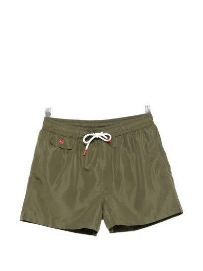 Kiton Drawstring Swim Shorts In Green