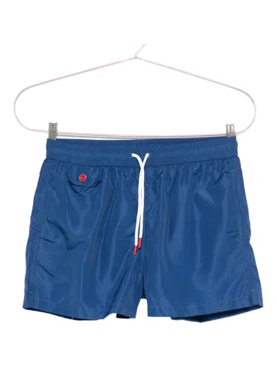 Kiton Drawstring-waist Swim Shorts In Blue