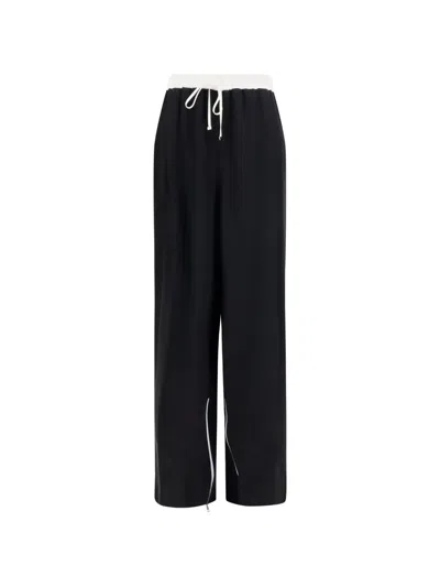 Kiton Drawstring Wide-leg Cropped Trousers In Black
