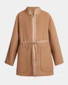 Kiton Drawstring Wool Parka Jacket In Brown