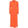 Kiton V-neck Silk Midi Dress In Orange