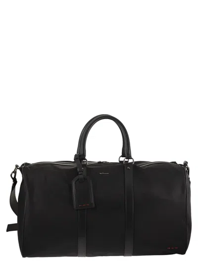 Kiton Duffel Bag With Leather Inserts In Black