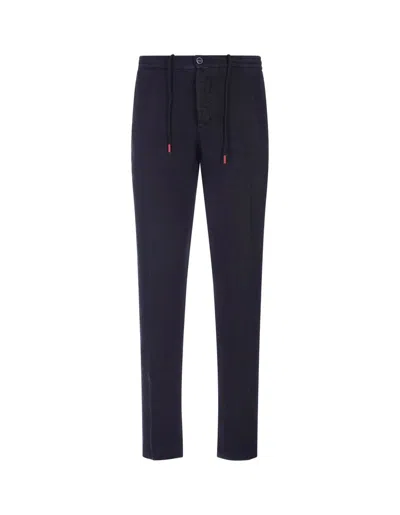 Kiton Elasticate Waistband Drawstring Trousers In Blue