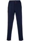 Kiton Elasticated Tapered-leg Trousers In Blue